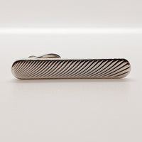 Vintage Silver-tone Round Cufflinks, Stripped Tie Clip & Round Tie Pin