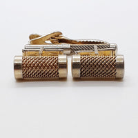 Vintage Gold-tone Barrel Cufflinks, Gold-tone Tie Clip & Tie Tack Pin