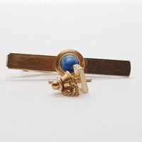 Gematinles de cristal azul pálido Vintage, clip de corbata de piedra azul y alfiler