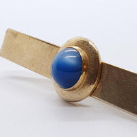 Gematinles de cristal azul pálido Vintage, clip de corbata de piedra azul y alfiler