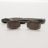 Vintage Dark Silver-tone JDH Cufflinks, Tie Clip & Round Tie Tack Pin