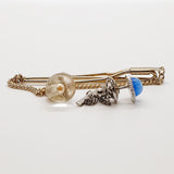 Blau & Gold Manschettenknöpfe Vintage, Blue Crystal Tie Pin & Krawattenclip