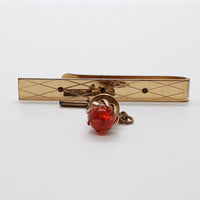 Golding & Red Gosinks Vintage, Pin de corbata de piedra roja y clip de corbata