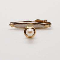 Classici gemelli vintage bianchi e dorati, cravatta e perno per perle