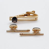 Elegant Vintage Gold-tone Cufflinks, Tie Tack Pin & Tie Clip