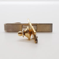 White & Gold Rectangular Cufflinks, Thunder Tie Pin & Tie Clip Vintage
