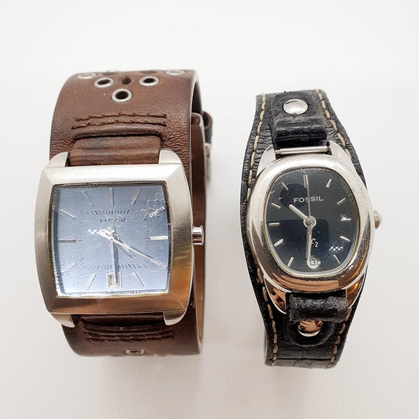 Lot of 2 Fossil Quartz Watches for Parts & Repair - NOT WORKING