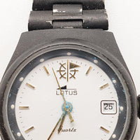 Dial blanco lotus cuarzo suizo hecho reloj Para piezas y reparación, no funciona