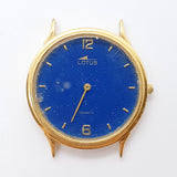 Dial azul lotus suizo de cuarzo hecho reloj Para piezas y reparación, no funciona