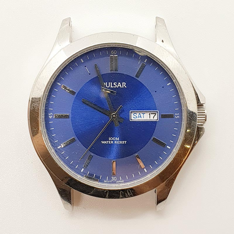 Blue Dial Pulsar 100M Day Date Japanese Watch for Parts  display picture 1