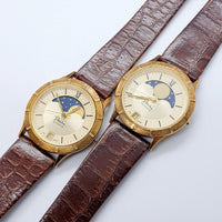 Lot de 2 relojes de Piranha Moonhase alemana para piezas y reparación, no funciona