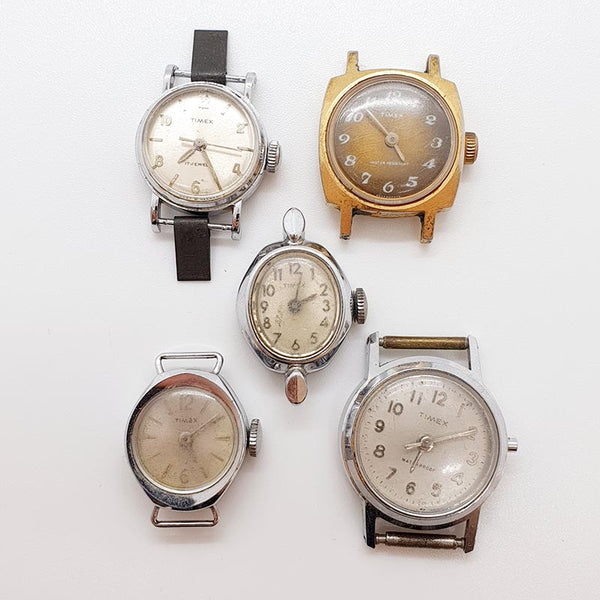 Lot of 5 Womens Timex Art Deco Watches for Parts & Repair - NOT WORKING