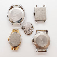 Lot of 5 Timex Art Deco Mechanical Watches for Parts & Repair - NOT WORKING