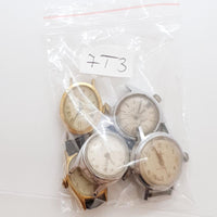 Lotto di 5 Timex Orologi meccanici Art Deco degli anni '80 per parti e riparazioni - non funzionano