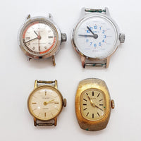 Lot of 4 Timex 1980s Art Deco Mechanical Watches for Parts & Repair - NOT WORKING
