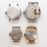 Beaucoup de 4 Timex Montres mécaniques art déco 1980 pour pièces et réparation - ne fonctionne pas