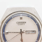 1980s Citizen Crystron Day Date Quartz Watch for Parts & Repair - NOT WORKING