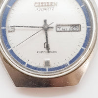 1980s Citizen Crystron Day Date Quartz Watch for Parts & Repair - NOT WORKING