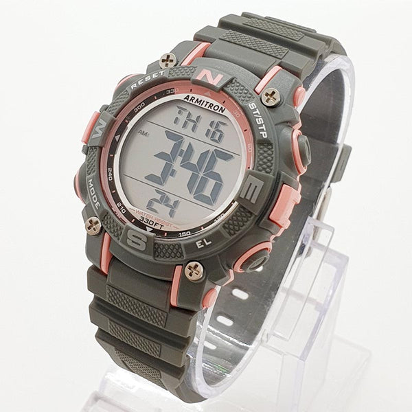 Vintage Gray and Pink Sports Watch by Armitron | Ladies Digital Watch