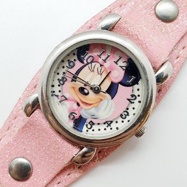 Minnie Mouse Señoras reloj con pulsera de cuero rosa | Disney Relojes