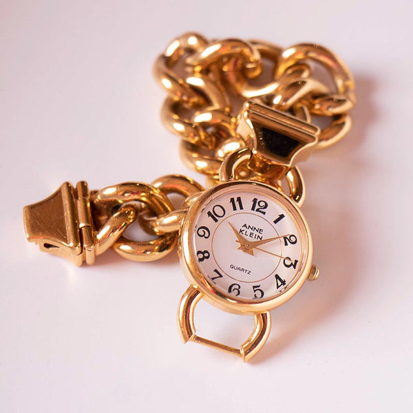 Tono d'oro Anne Klein Ladies Quartz orologio con braccialetto a catena d'oro