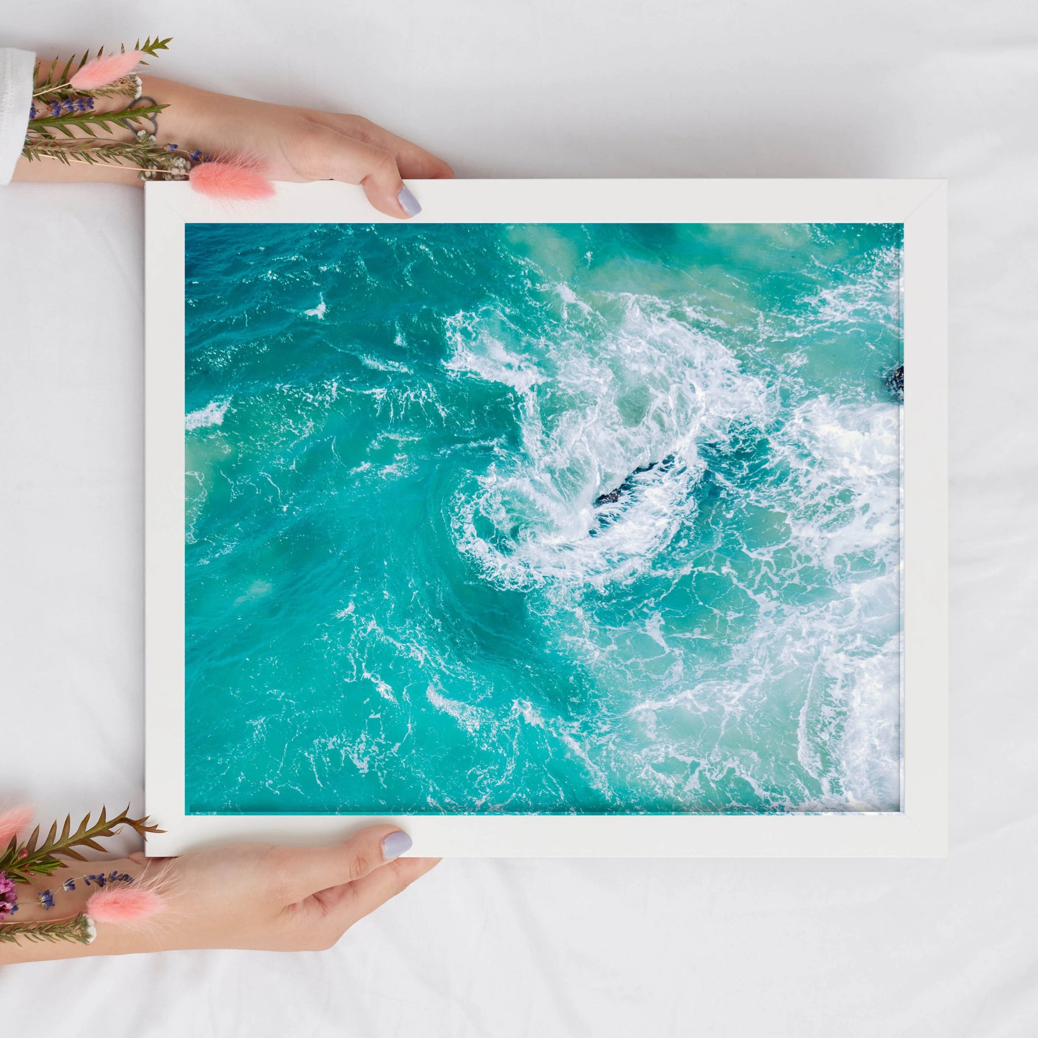 Turquoise Ocean Waves Print | Tropical Blue Printable Wall