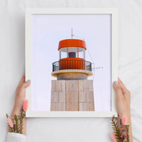 Red Lighthouse Digital Print | Minimalist Lighthouse Printable Art - Vintage Radar