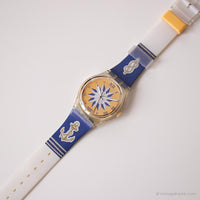 1991 Swatch Anchoraz de azul GK140 reloj | Azul y amarillo Swatch Caballero