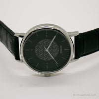 Negro Vintage Felix Bühler reloj | Moda de tono plateado reloj