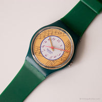 1991 Swatch GG119 Palco montre | Notes de musique vintage vertes Swatch