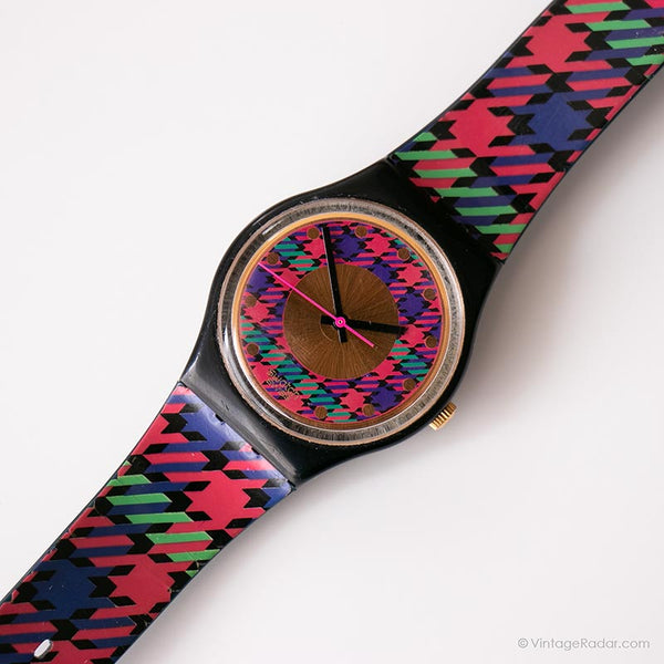 1992 Swatch GB147 TWEED Watch | Vintage Colorful Swatch Gent