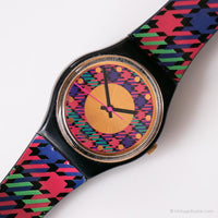 1992 Swatch GB147 Tweed Uhr | Vintage farbenfroh Swatch Mann