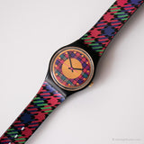 1992 Swatch GB147 Tweed montre | Vintage coloré Swatch Gant