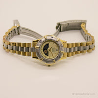 Vintage Waltham Phase de lune montre | Montre-bracelet en acier inoxydable bicolore