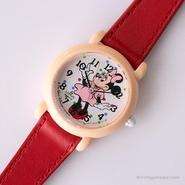 Vintage ▾ Minnie Mouse Guarda da Lorus | Cinturino rosso Disney Guadare