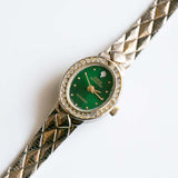 Quadrante verde vintage sarah coventry orologio per il movimento femminile giapponese