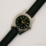 Jewel Reymand noir vintage montre | Élégant argenté montre pour elle