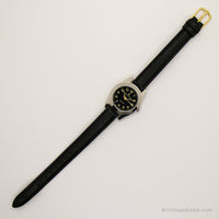 Vintage Black Reymand Jewel Watch | Elegant Silver-tone Watch for Her