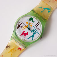 1990 Swatch LN110 Bongo Uhr | Farbenfroher Stammes Swatch für Damen