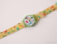 1990 Swatch LN110 BONGO Watch | Colorful Tribal Swatch for Ladies
