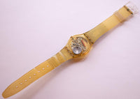 1992 Blue Anchorage GK140 Swatch reloj | 90s azul y oro Swatch reloj