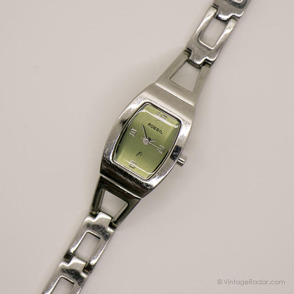 Cadran vert fossile vintage montre | Marqué montre Pour dames