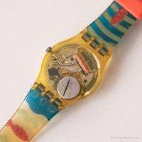 1992 Swatch LK134 RED CLOUD Watch | Beach-themed Swatch Lady