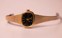 Mécanique vintage Timex montre Pour elle | Cadran noir des années 1980 Timex montre