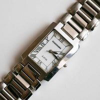 Tourneau argenté Quartz vintage montre | Montre-bracelet rectangulaire