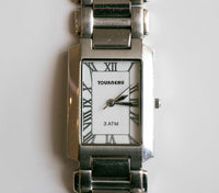 Cuarzo vintage de Tourneau de plata reloj | Reloj de pulsera rectangular