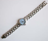 Orologio quarzo della vanità tono d'argento | Orologio vintage blu per le donne