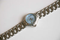 Cuarzo Fair de Vanity Silver-Tone reloj | Vintage de diario azul reloj para mujeres
