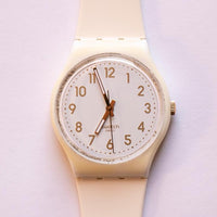 2013 WHITE BISHOP GW164 Swatch Watch | Minimalist White Swiss Swatch Watch