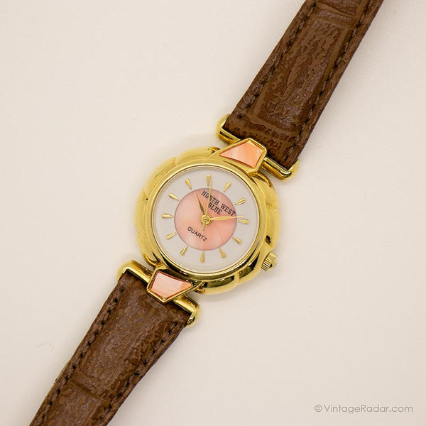 Nordwestblauer Quarz Uhr für sie | Gold-Tone Ladies Armbanduhr